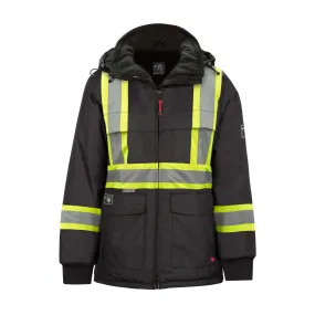 P&F Workwear PF400 Women's Hi-Vis Winter Parka - Waterproof, Fleece Lined, Detachable Hood, CSA Z96-22 Reflective Strips, Warm & Durable | Sizes XS-3XL