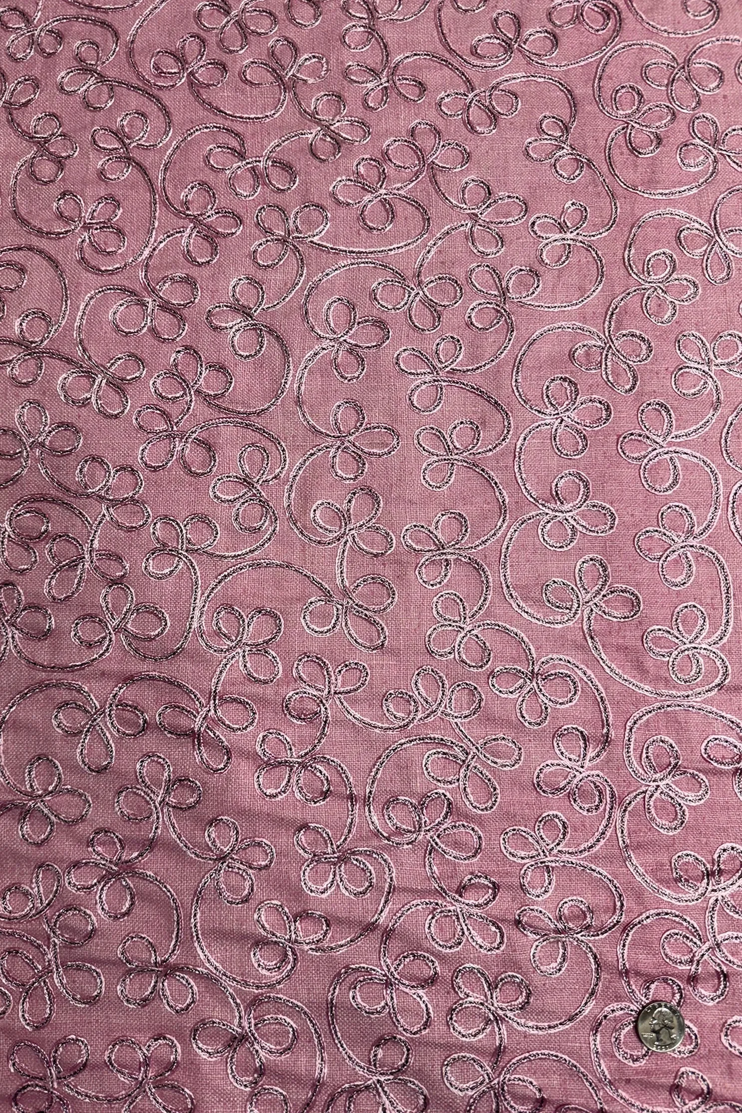 Pink Embroidered Silk Linen MEMT-020-011