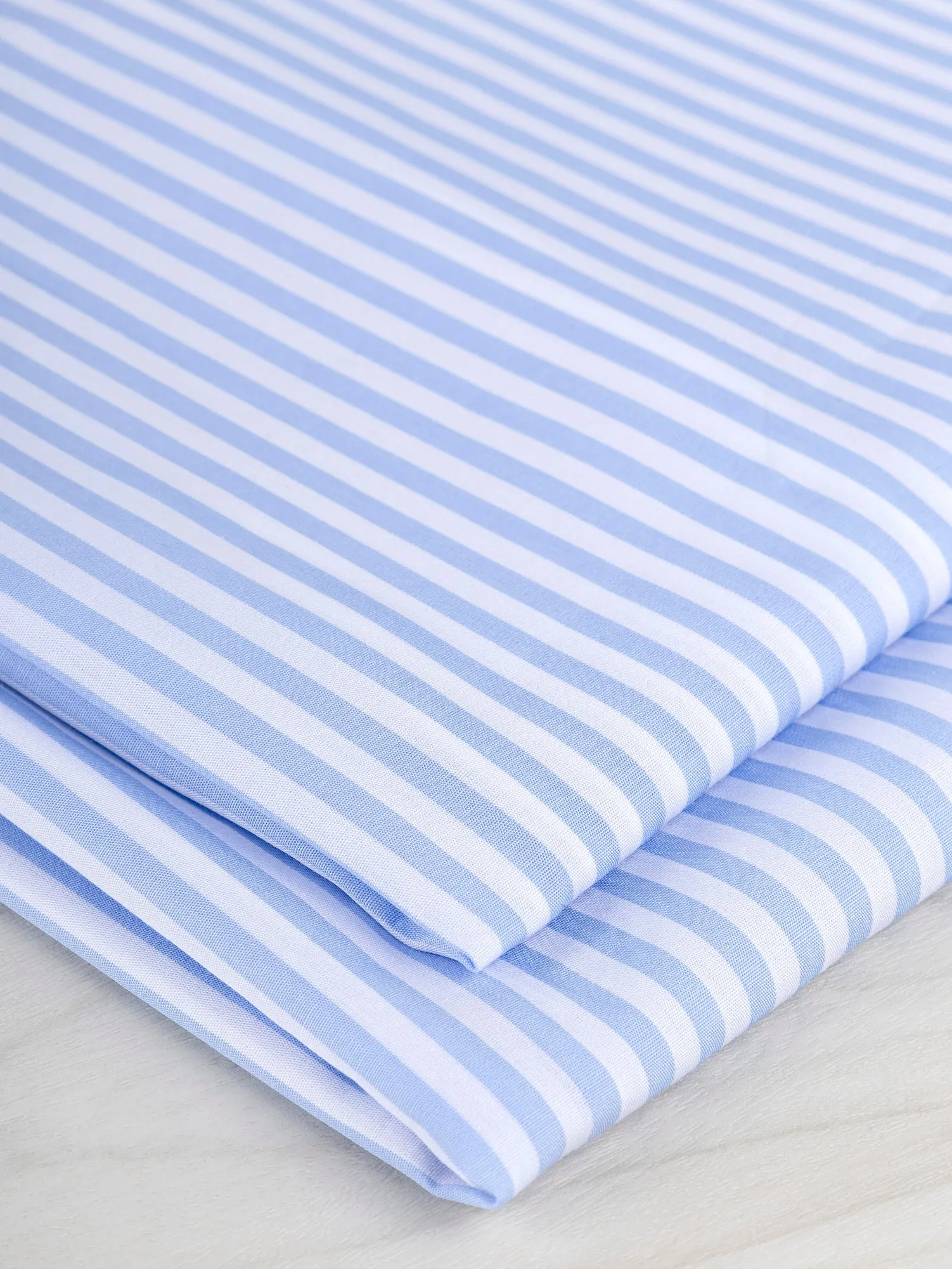 Pinstripe Cotton Poplin Shirting - Cornflower Blue   White