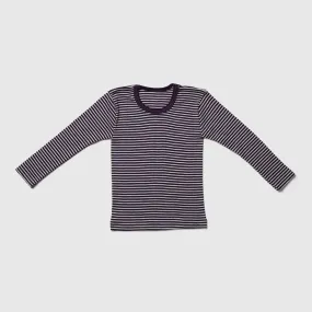 Purple Stripe Organic Wool/Silk Long Sleeve Top