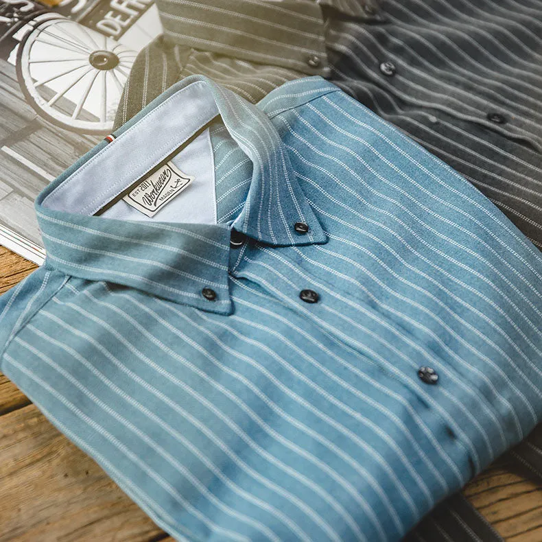 Retro Brushed Pinstripe Shirt Outwears