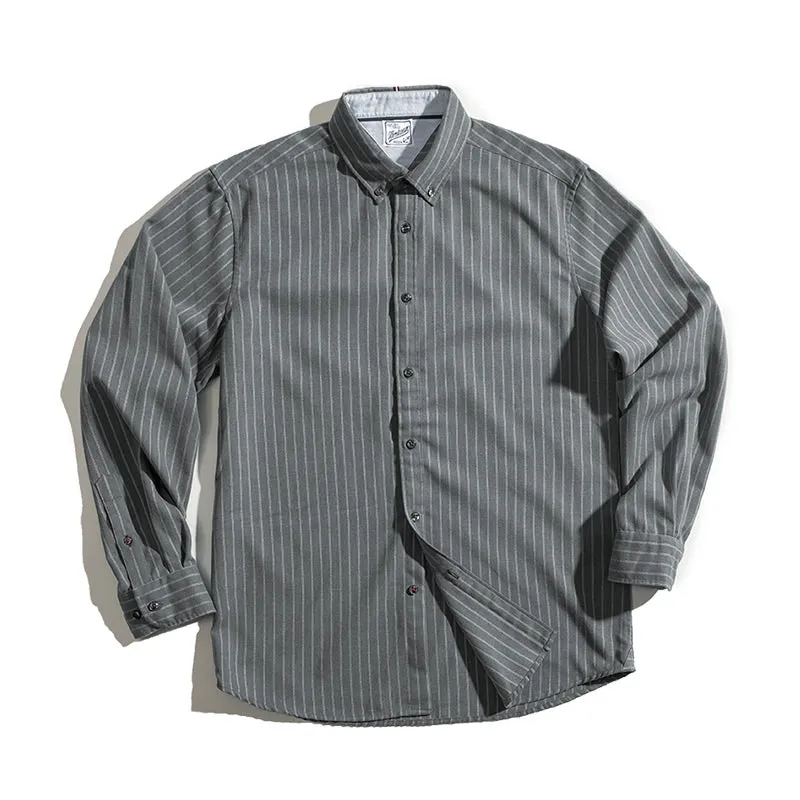 Retro Brushed Pinstripe Shirt Outwears