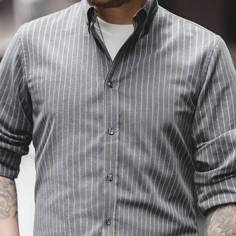 Retro Brushed Pinstripe Shirt Outwears