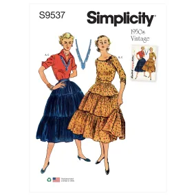 Simplicity Pattern 9537 Misses' Blouses & Skirt