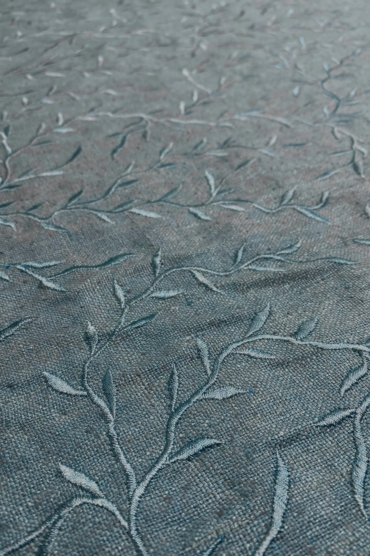 Sky Blue Embroidered Silk Linen MEMT-017-3