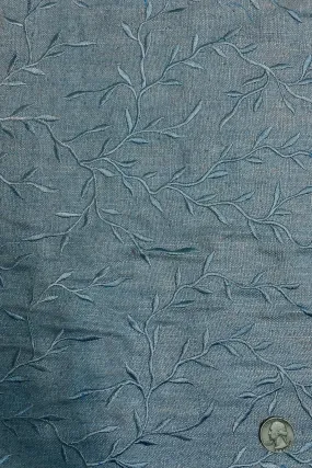 Sky Blue Embroidered Silk Linen MEMT-017-3