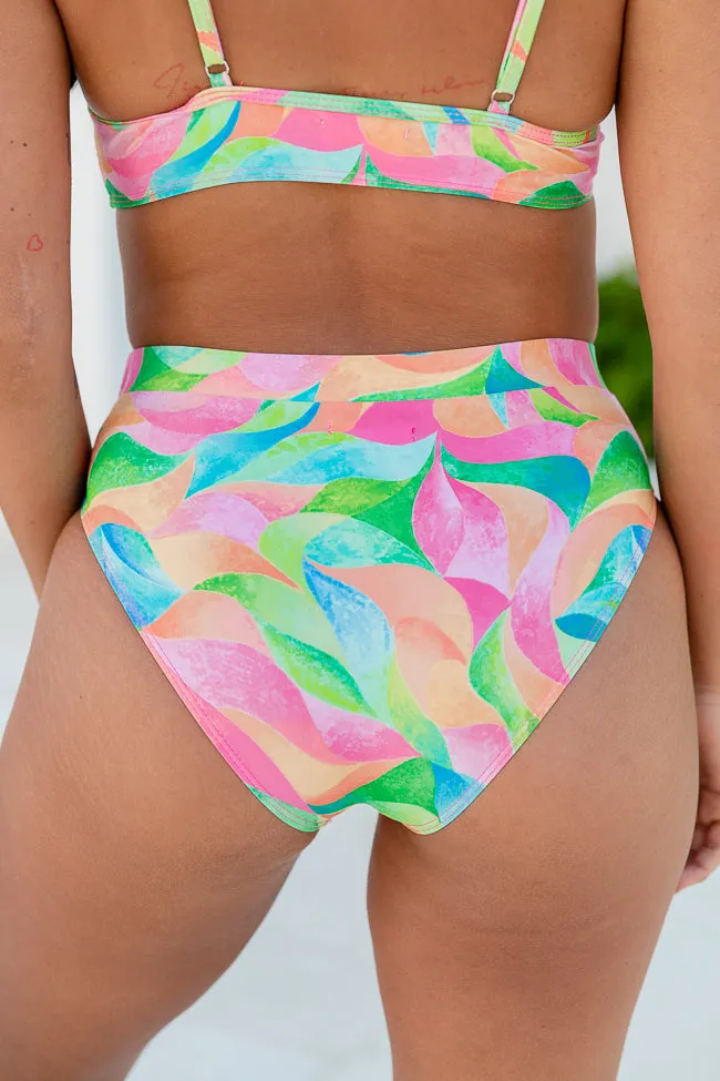 Somewhere On A Beach in Kaleidoscope Dreams High Waisted Bikini Bottoms