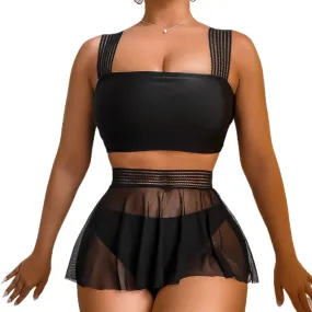 Three-piece Mesh Dress Swimsuit