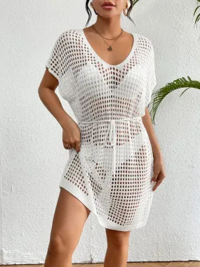 V-Neck Crochet Beach Coverup