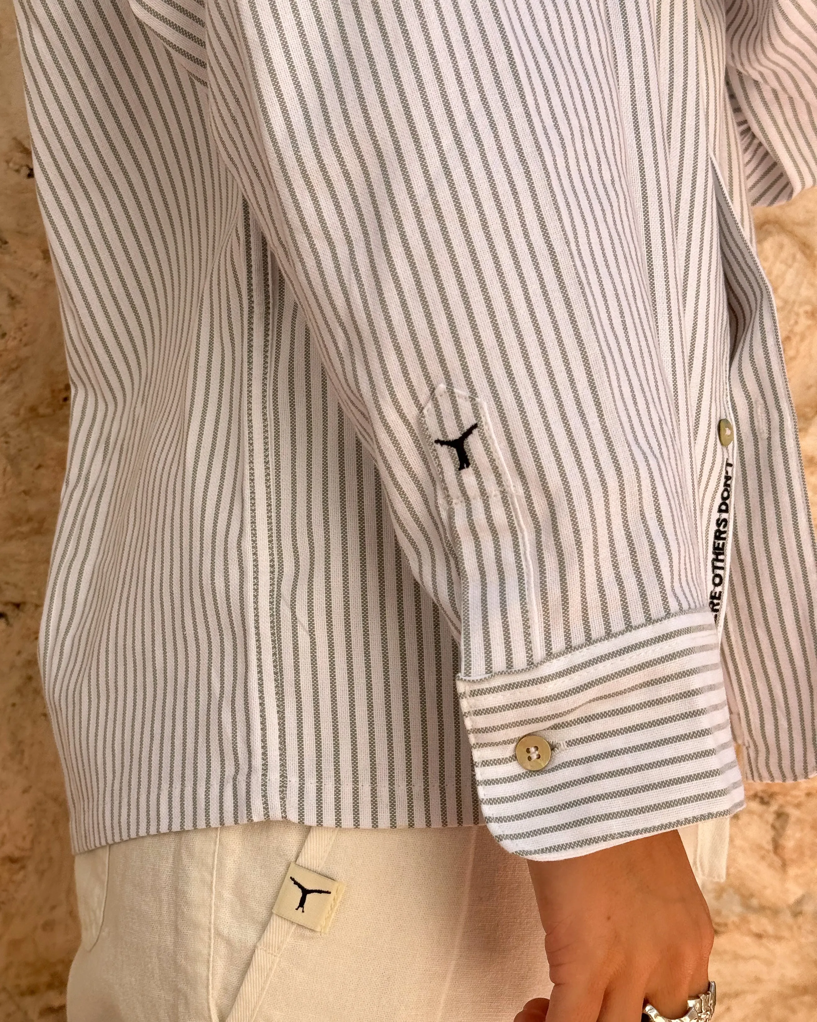 White & Green Pinstripe Shirt (Pre-Loved)