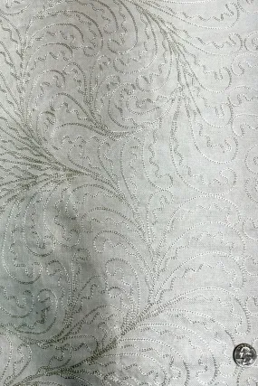 White Embroidered Silk Linen MEMT-026-09