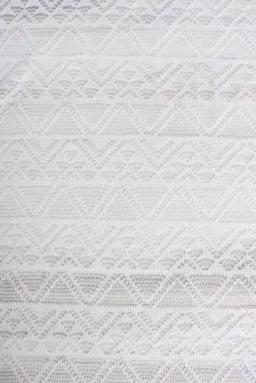 White Geometric Stripe Crochet Lace