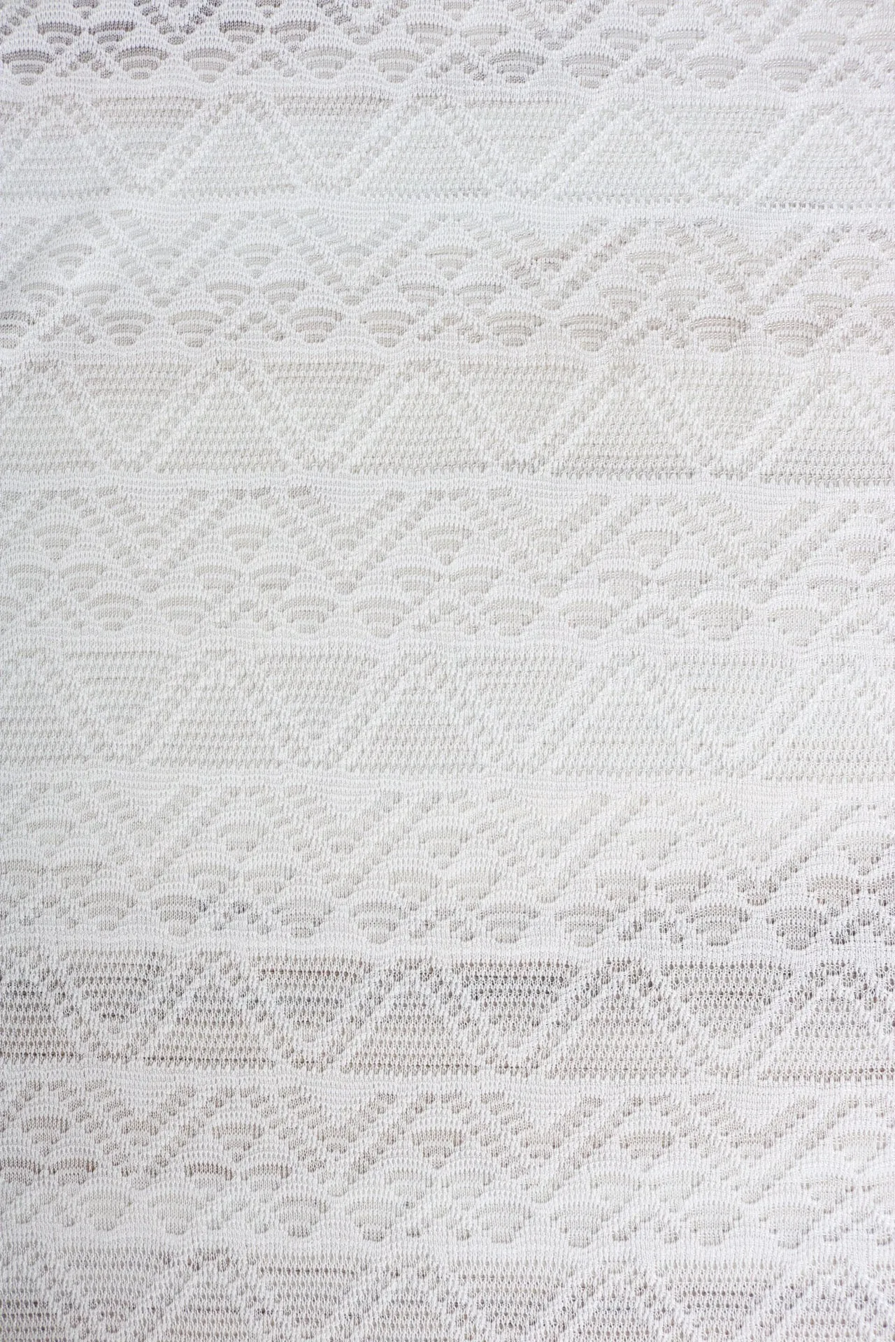 White Geometric Stripe Crochet Lace