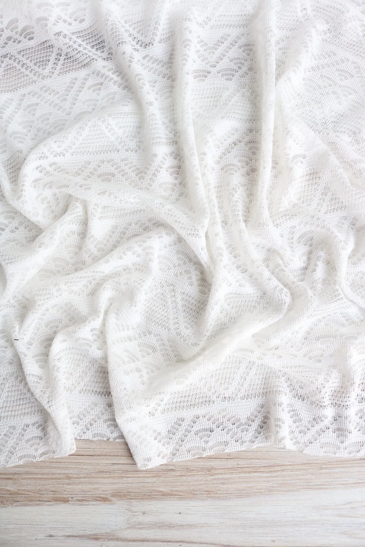 White Geometric Stripe Crochet Lace