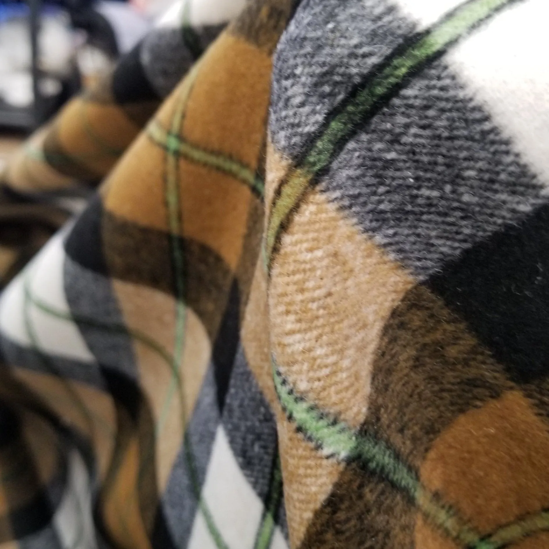 Wool Blend Melton Mustard and Black Plaid Woven-Sold by the yard